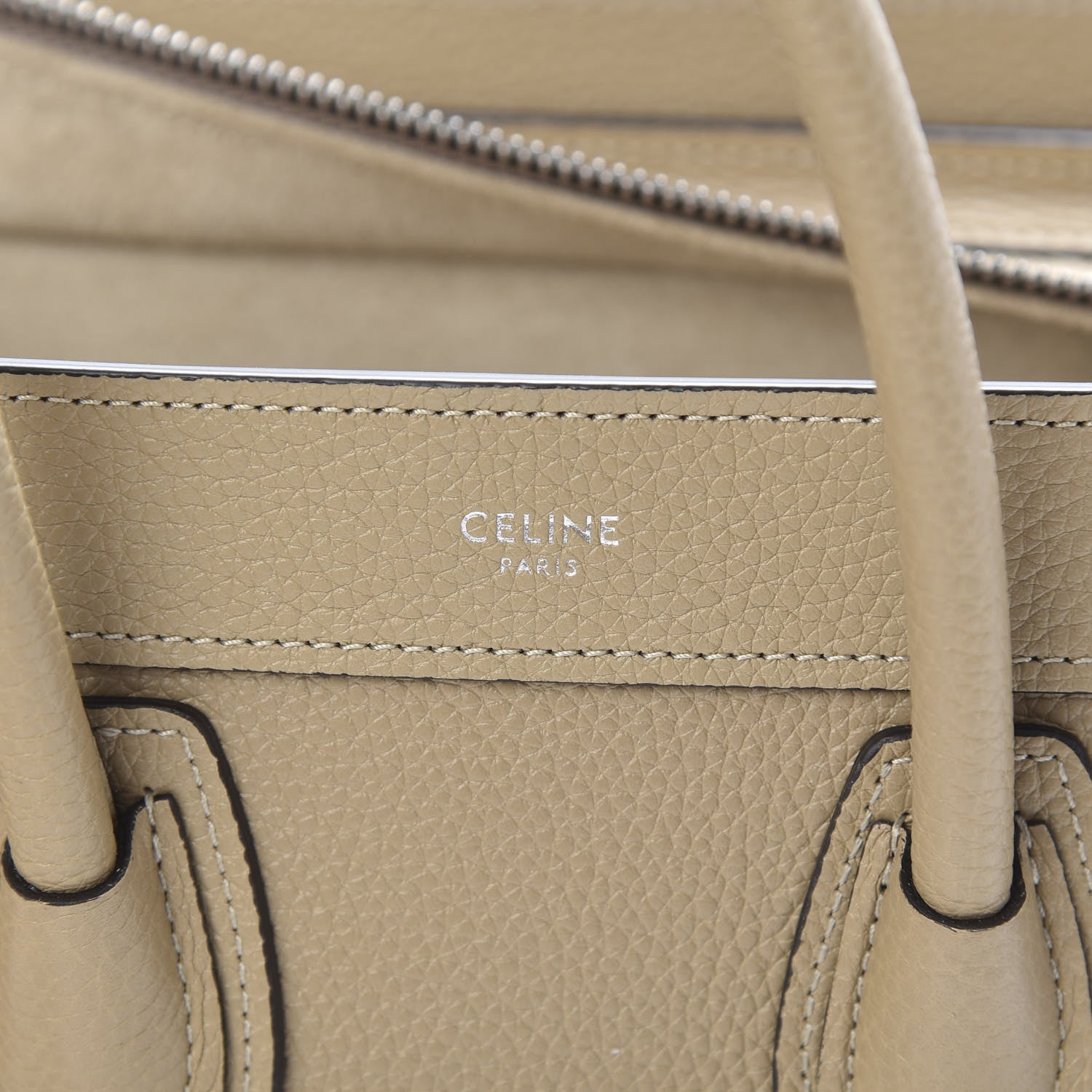 Celine Drummed Calfskin Nano Luggage Dune 6 of 12