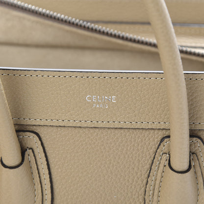 Celine Drummed Calfskin Nano Luggage Dune 6 of 12