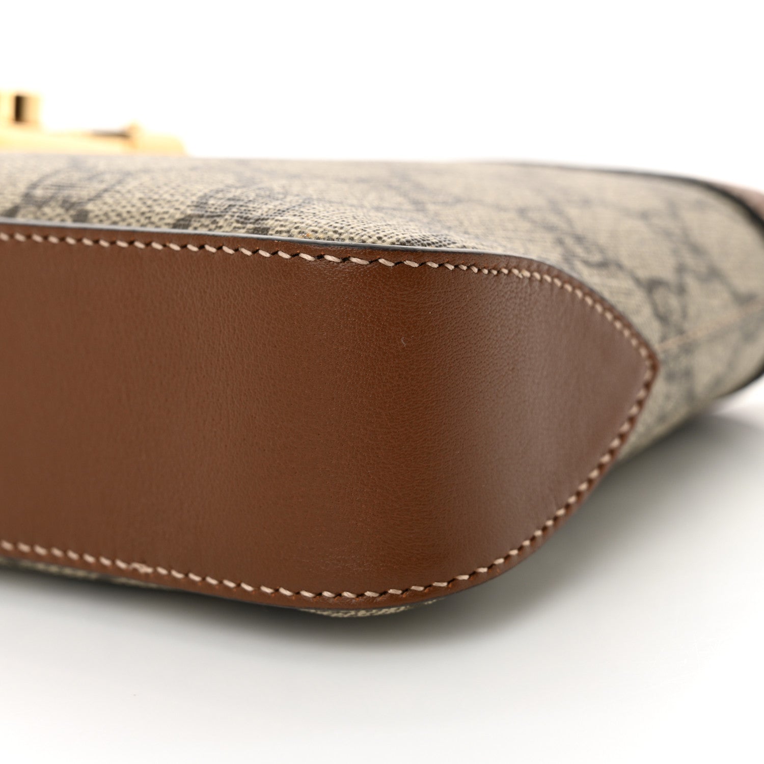 Gucci GG Supreme Monogram Calfskin Small Padlock Chain Shoulder Bag Beige Ebony Brown Sugar 10 of 11