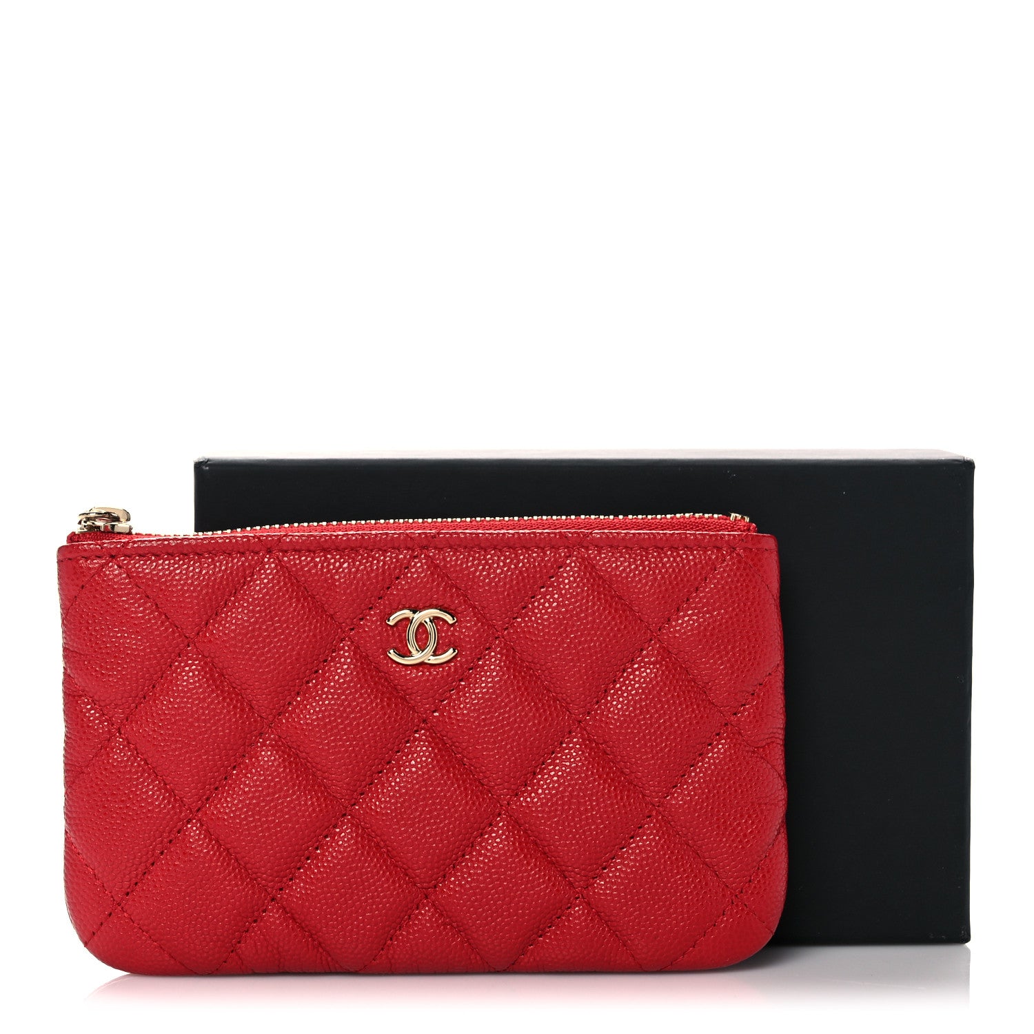 Chanel Caviar Quilted Small Cosmetic Case Red 7 of 7