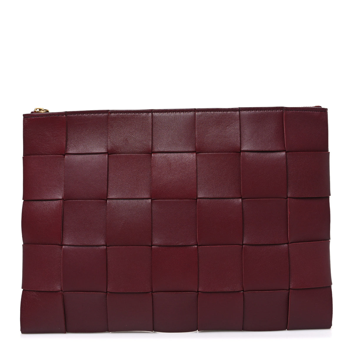 Bottega Veneta Nappa Maxi Intrecciato Cassette Flat Zip Medium Pouch Bordeaux 1 of 7