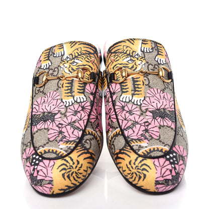 Gucci GG Supreme Monogram Bengal Womens Princetown Slippers 39.5 Beige Crop Pink 5 of 11