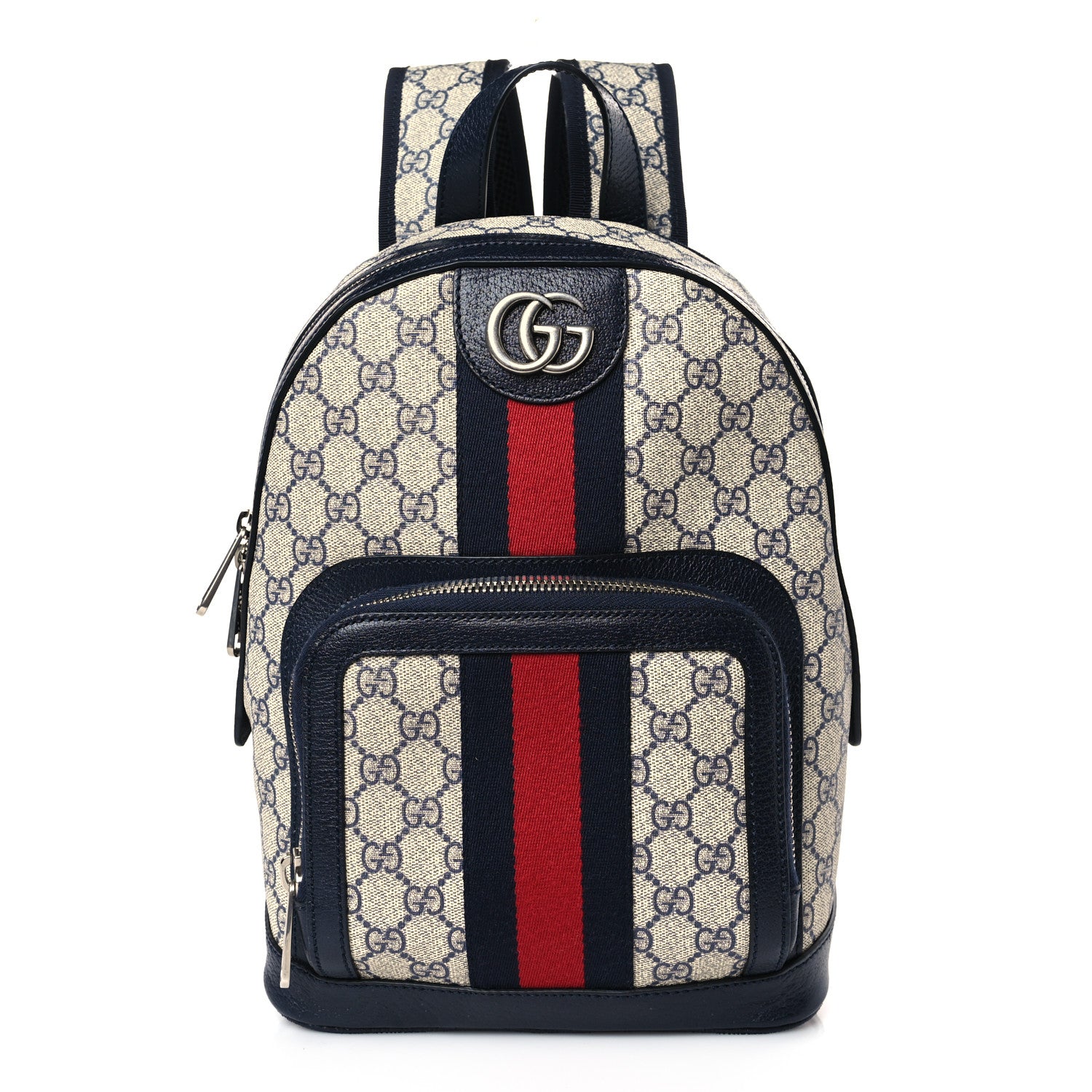 Gucci GG Supreme Monogram Textured Dollar Calfskin Web Small Ophidia Day Backpack Beige Blue Black 1 of 8