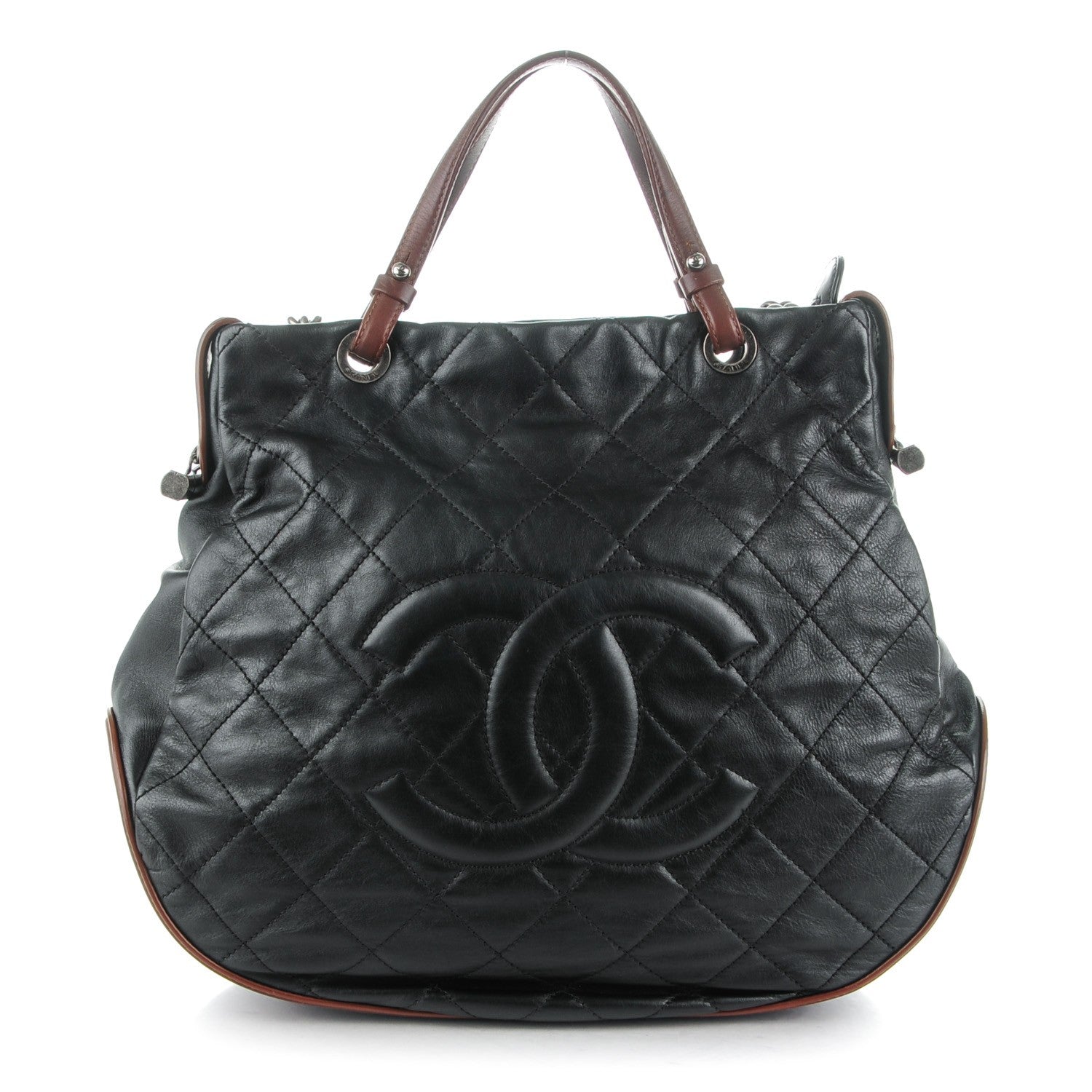 Chanel Iridescent Calfskin Quilted Country Chic Hobo Black 1 of 7