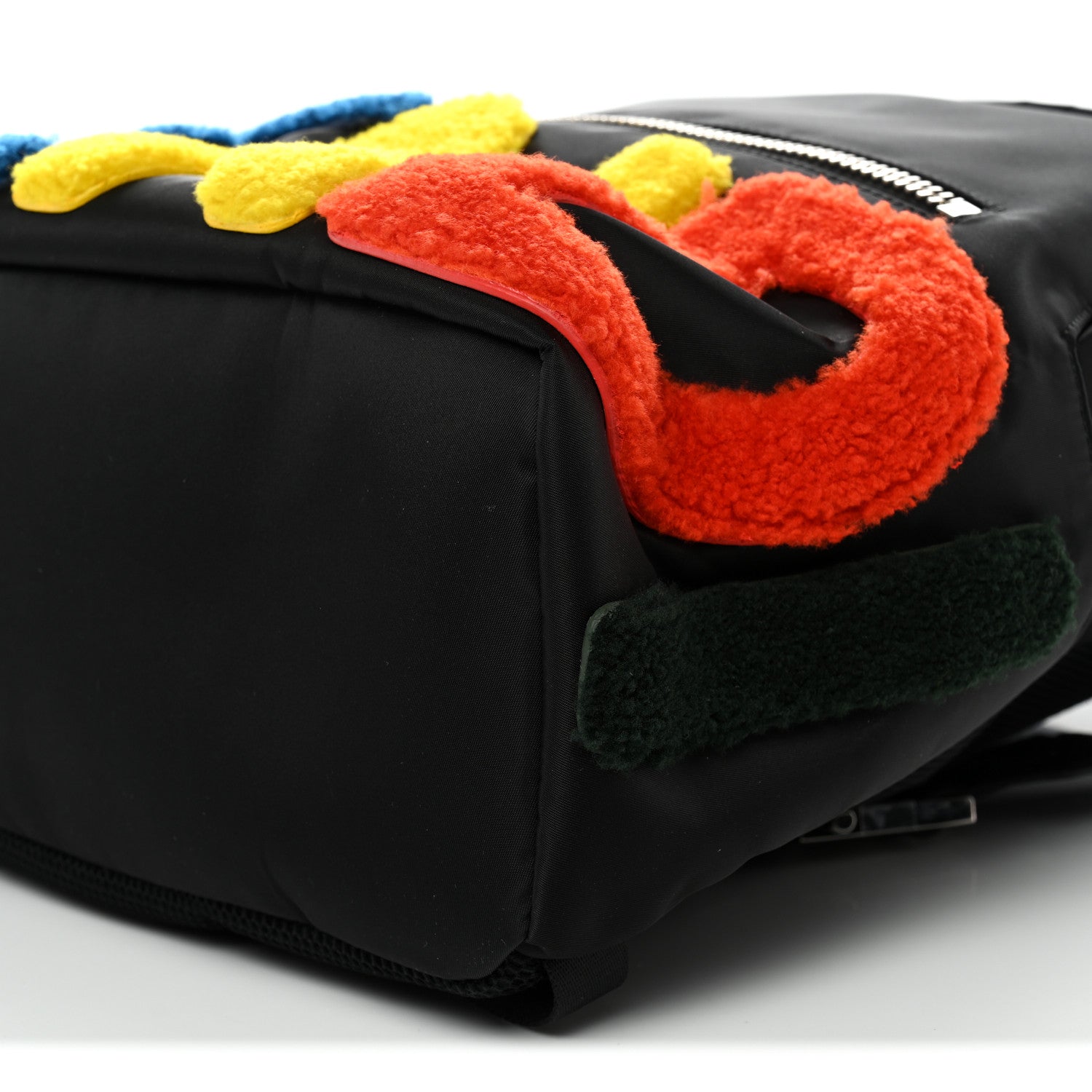 Fendi Nylon Shearling Block Letter Backpack Black 10 of 10