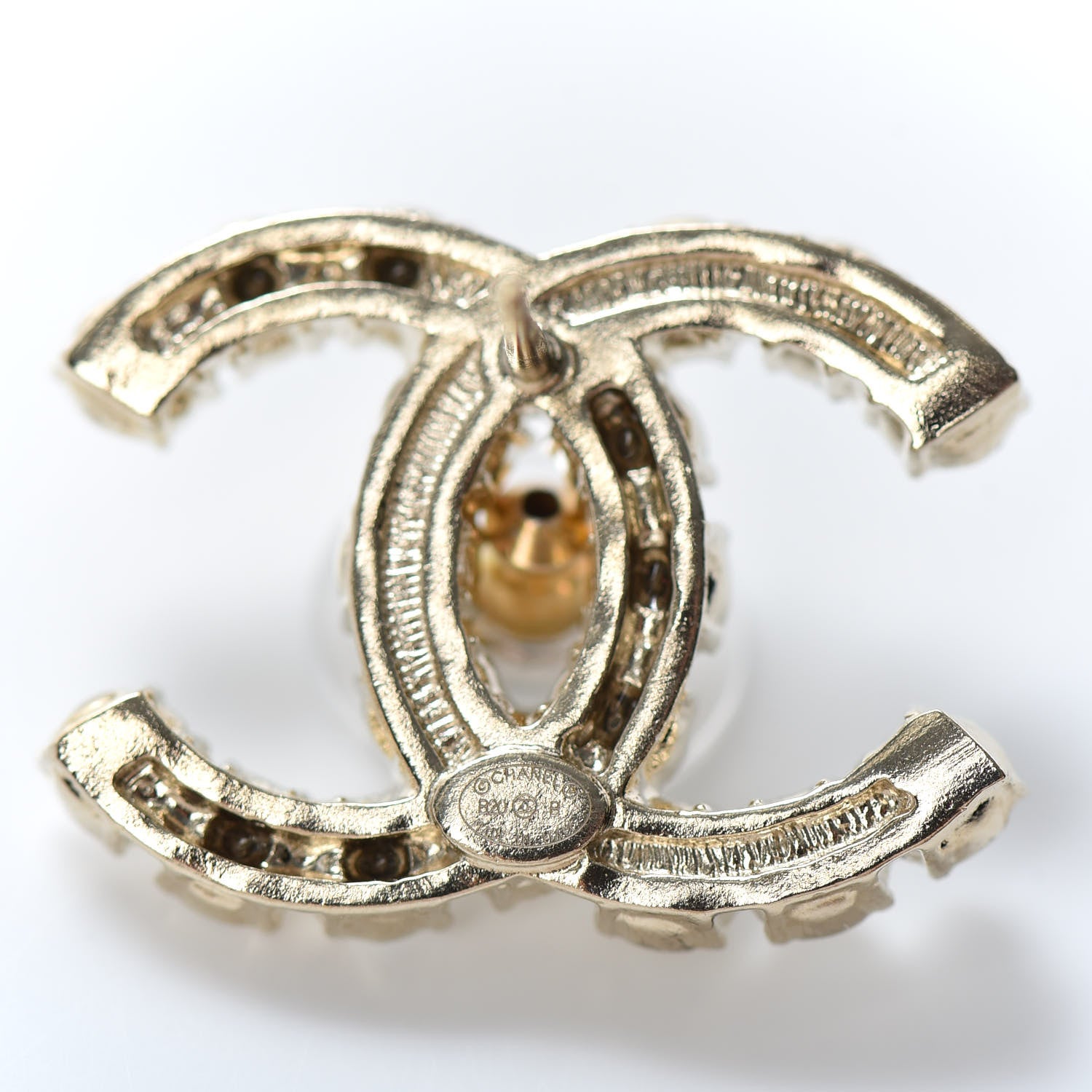 Chanel Crystal Pearl CC Dazzling Domino Earrings Gold 4 of 4
