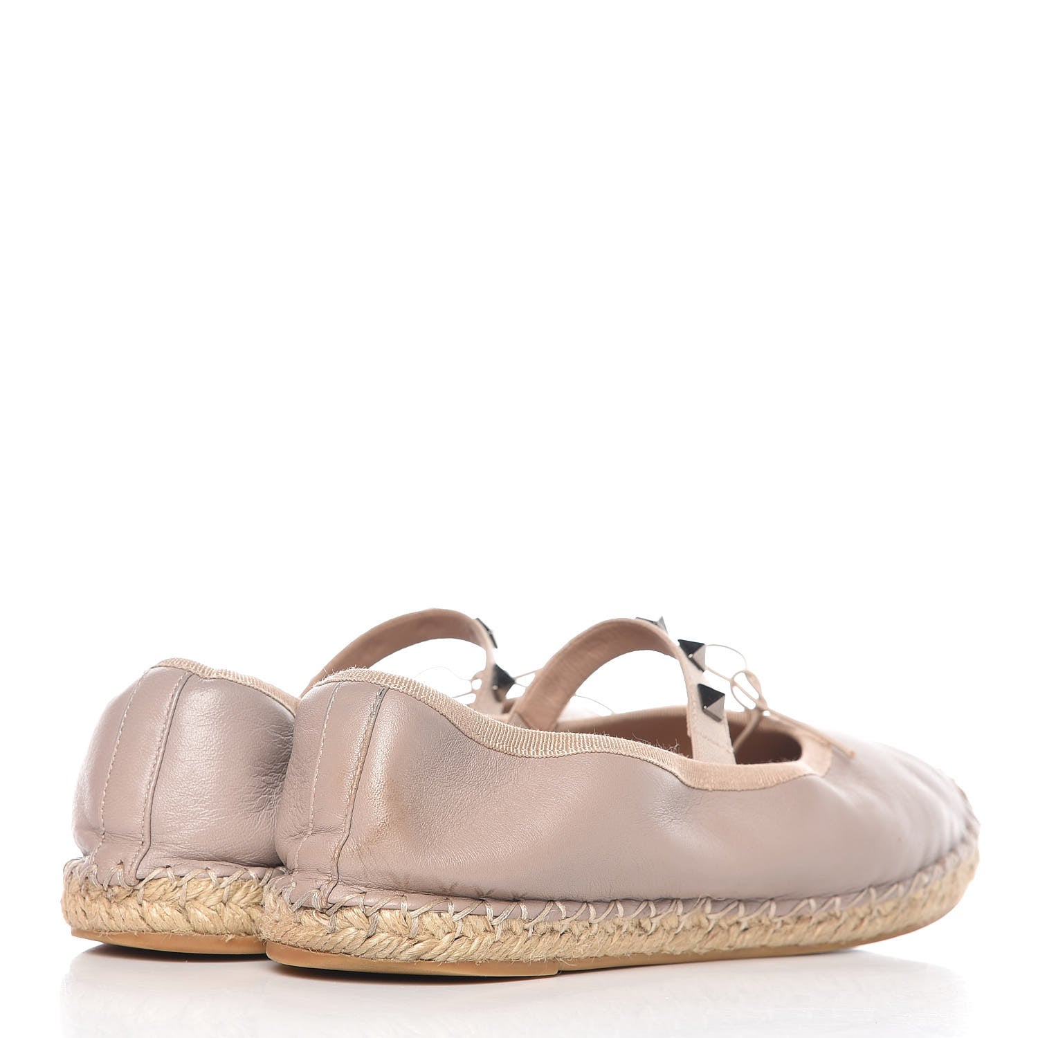 Valentino Garavani Nappa Rockstud Ballerina Espadrille Flats 37 Poudre 4 of 14