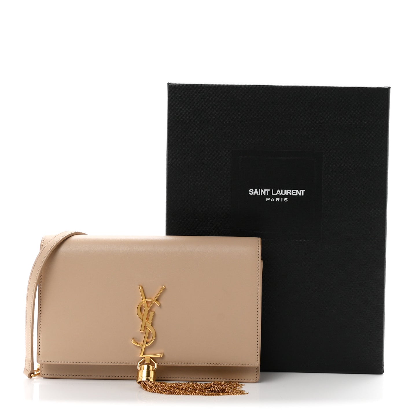Smooth Calfskin Classic Monogram Kate Tassel Chain Wallet Nude Powder