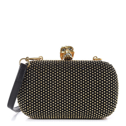 Alexander McQueen Suede Studded Skull Box Clutch Black 1 of 9