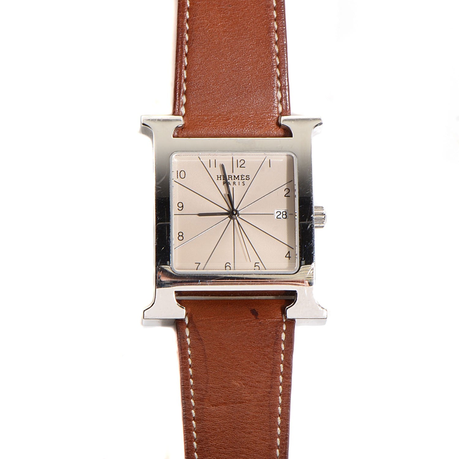 Hermes Stainless Steel Barenia 30.5mm Heure H Hour Quartz Watch Fauve 8 of 8