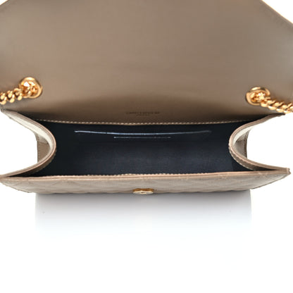 Saint Laurent Grain De Poudre Textured Mixed Matelasse Triquilt Small Monogram Satchel Dark Beige 4 of 4