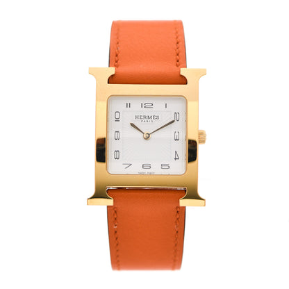 Hermes Stainless Steel Swift 21mm Heure H Hour Quartz Watch Orange 1 of 5