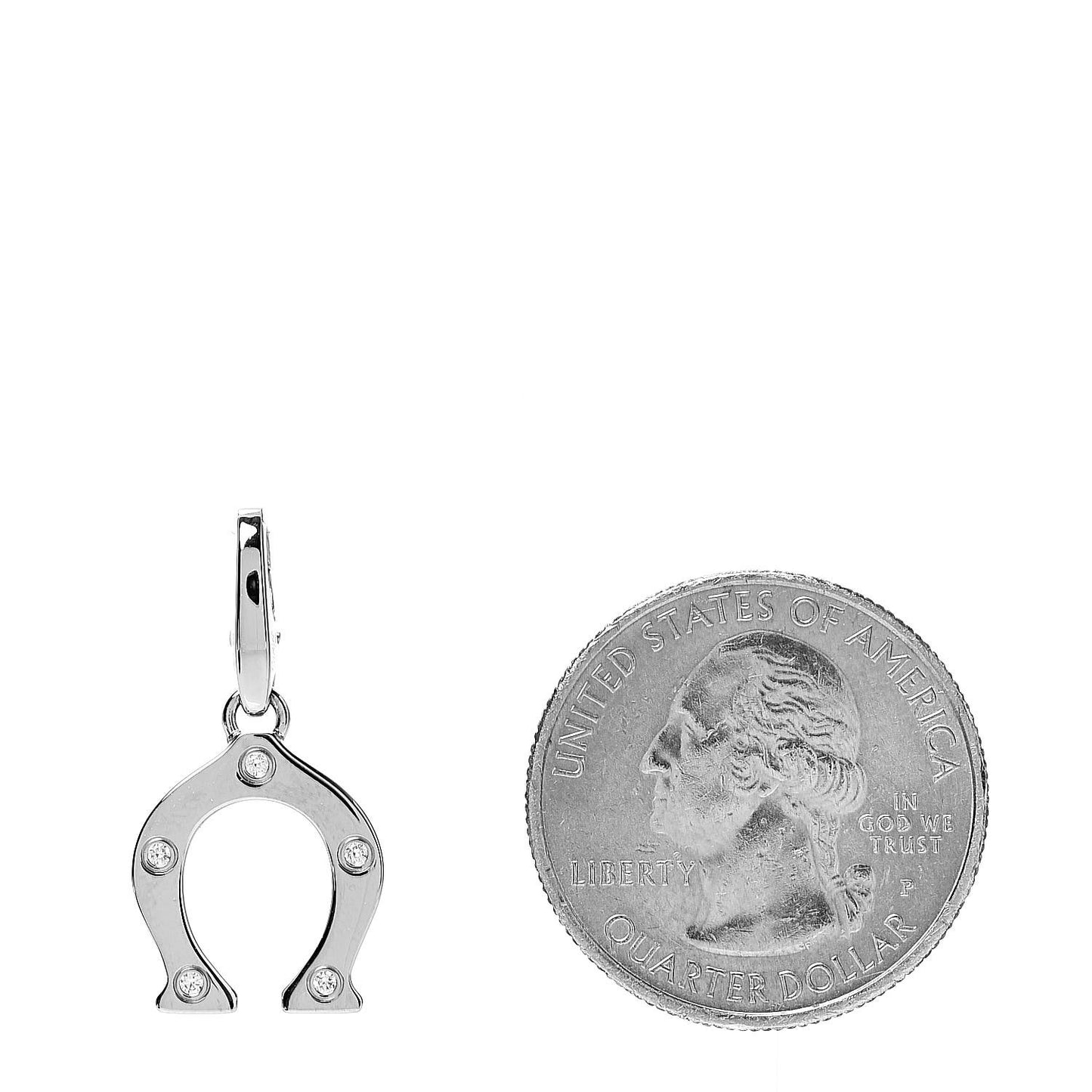 18K White Gold Diamond Horseshoe Charm