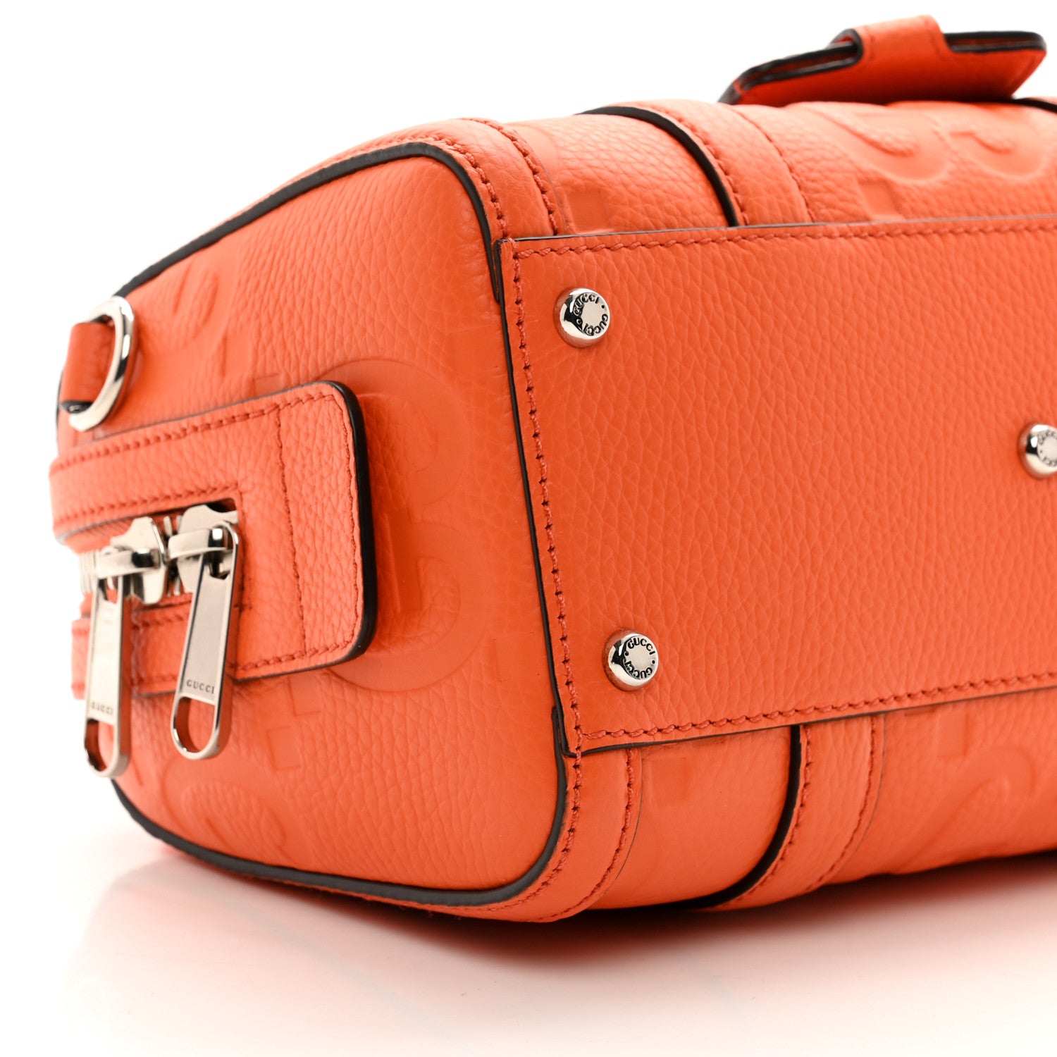 Gucci Piuma Calfskin Jumbo GG Embossed Mini Duffle Bag Good Orange 8 of 9