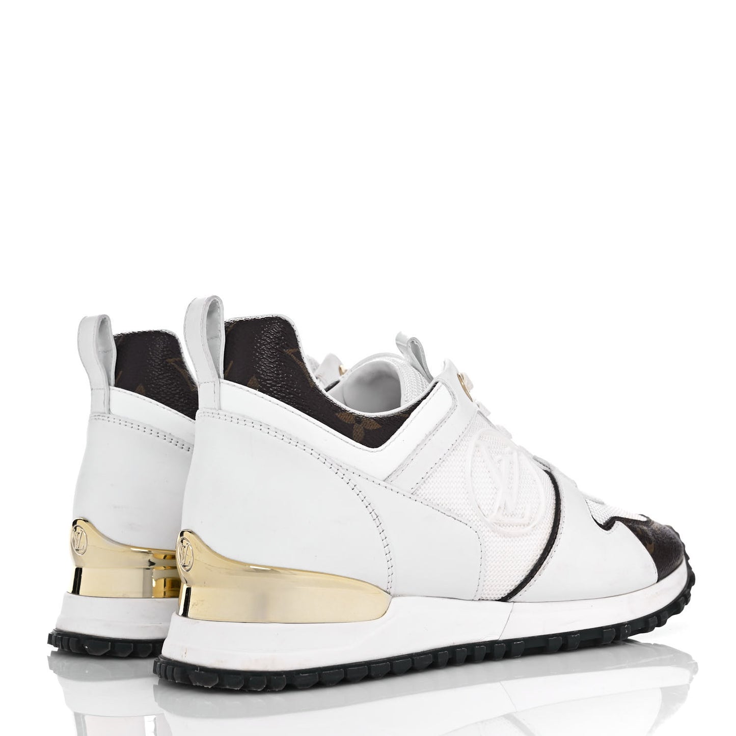 Calfskin Monogram Run Away Sneakers 36 White