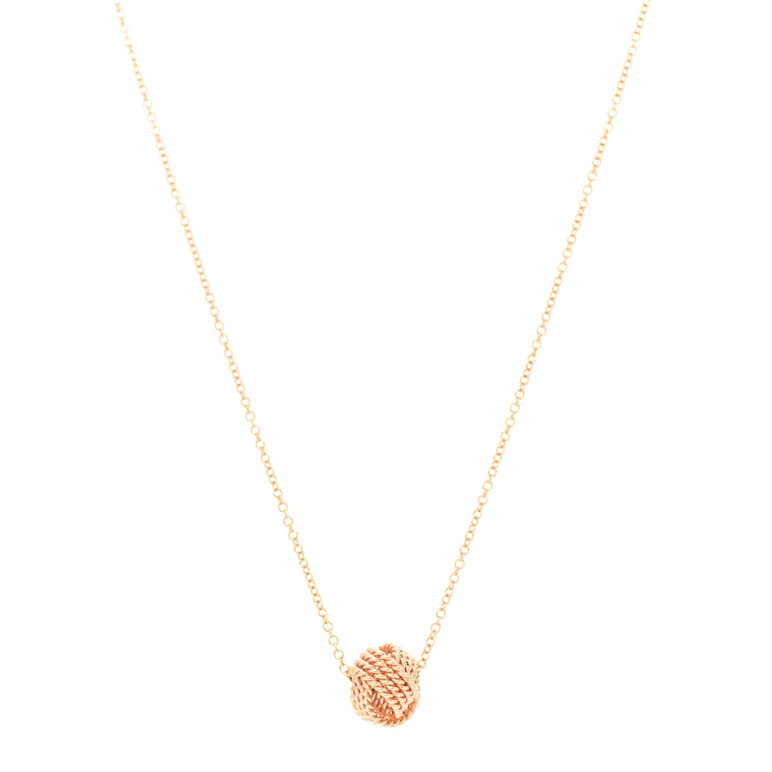 Tiffany 18K Rose Gold Twist Knot Pendant Necklace 1 of 5