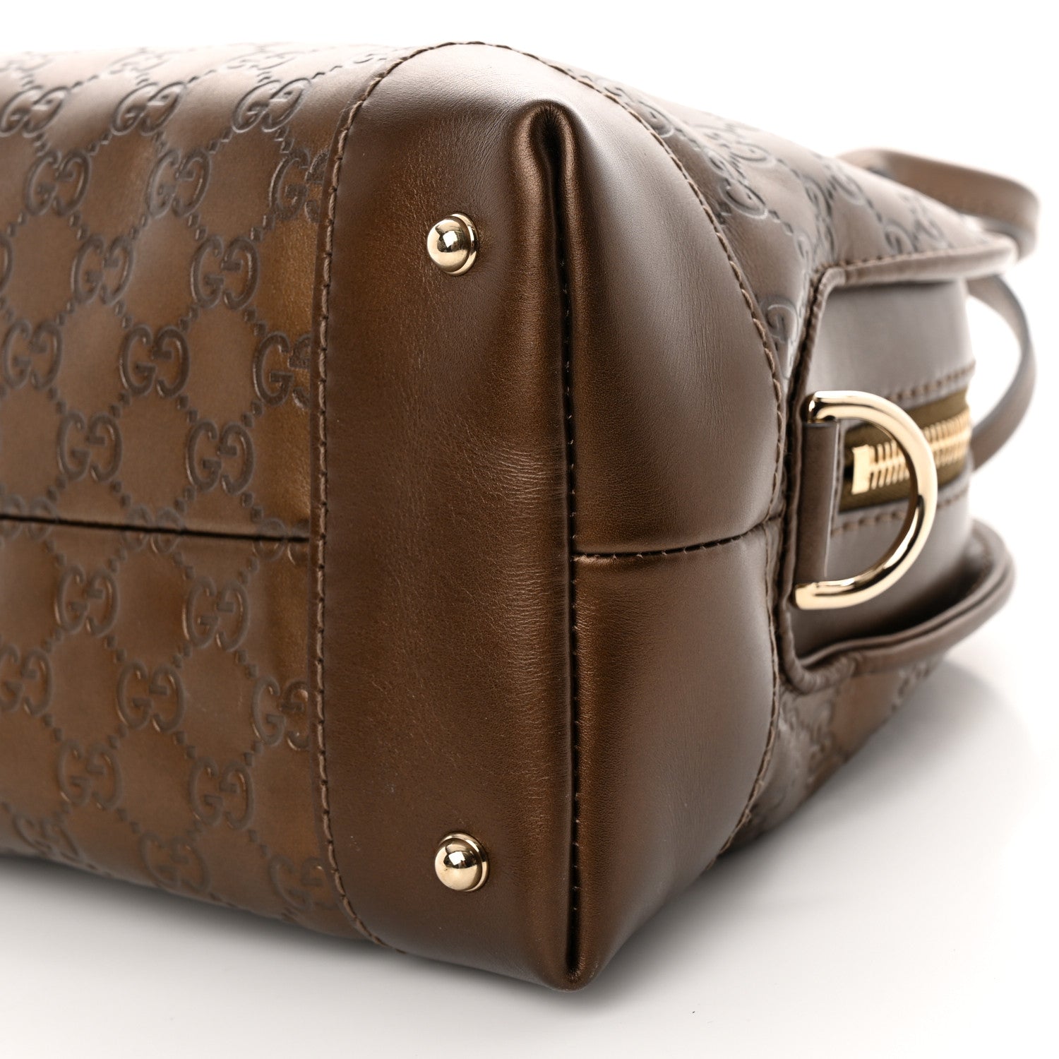 Gucci Metallic Guccissima Heart Bit Charm Dome Satchel Bronze 10 of 13