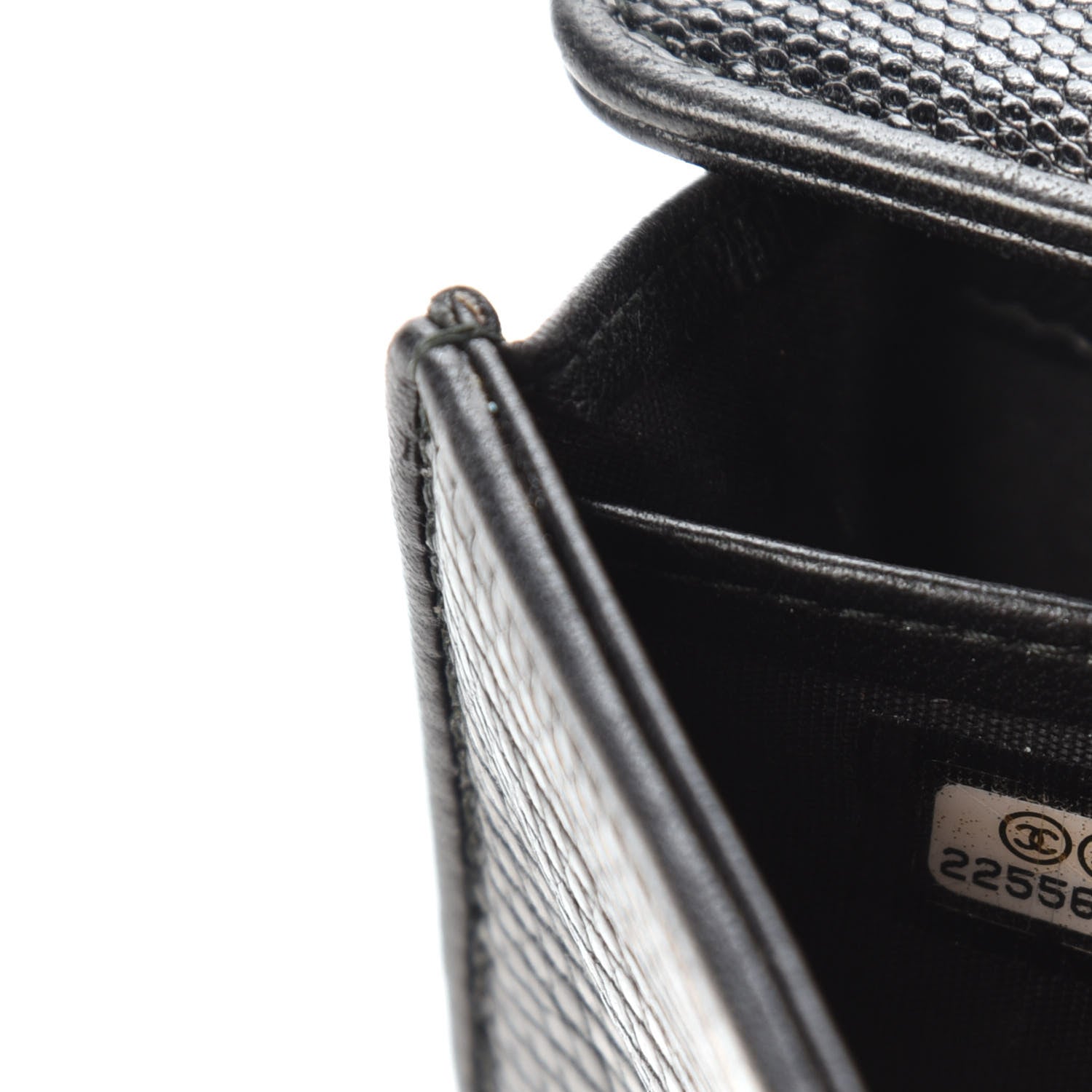 Chanel Iridescent Lizard Ombre Wallet On Chain WOC Black Silver 10 of 12