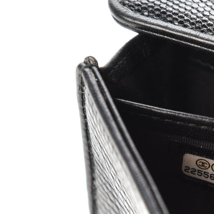 Chanel Iridescent Lizard Ombre Wallet On Chain WOC Black Silver 10 of 12