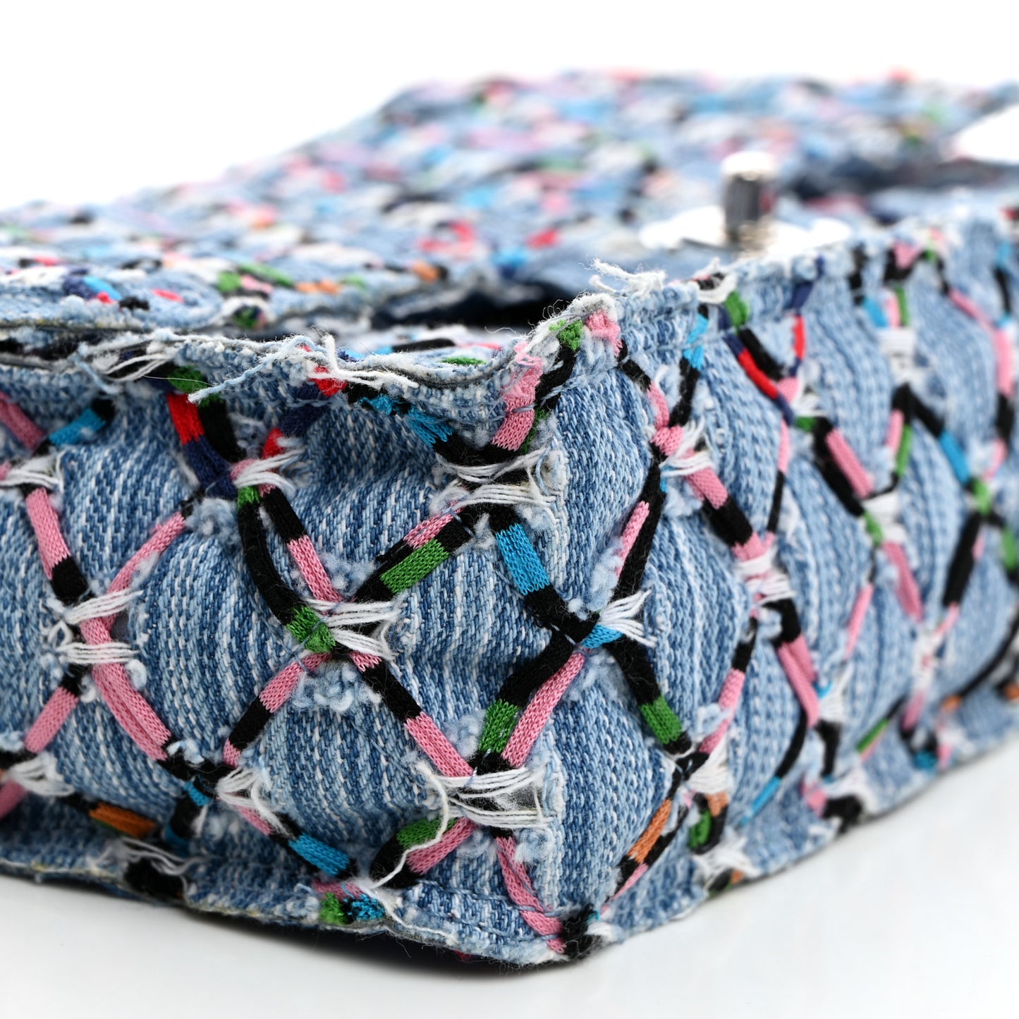 Woven Denim Medium Flap Multicolor
