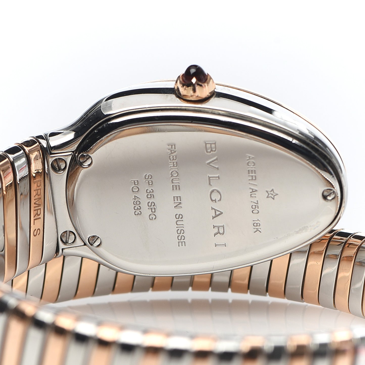 Stainless Steel 18K Rose Gold Diamond Bezel 35mm Serpenti Tubogas Quartz Watch Black