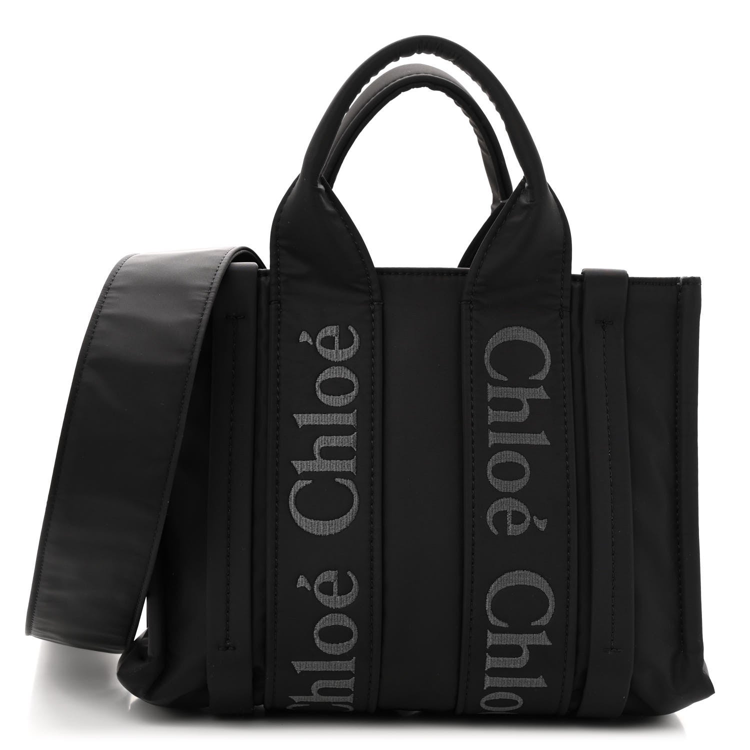 Chloe Nylon Small Woody Tote Black 1 of 12