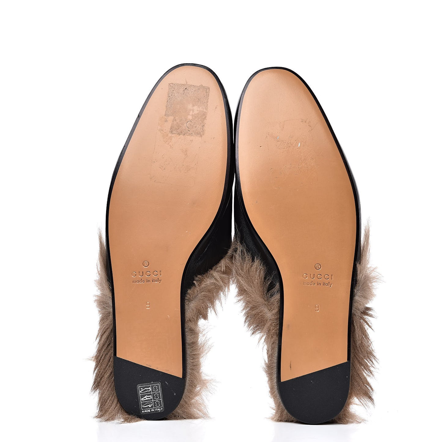 Calfskin Fur Kingsnake Embroidered Mens Princetown Slippers 9 Black