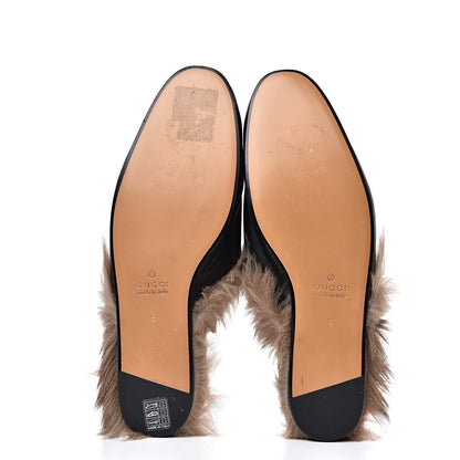 Gucci Calfskin Fur Kingsnake Embroidered Mens Princetown Slippers 9 Black 5 of 9
