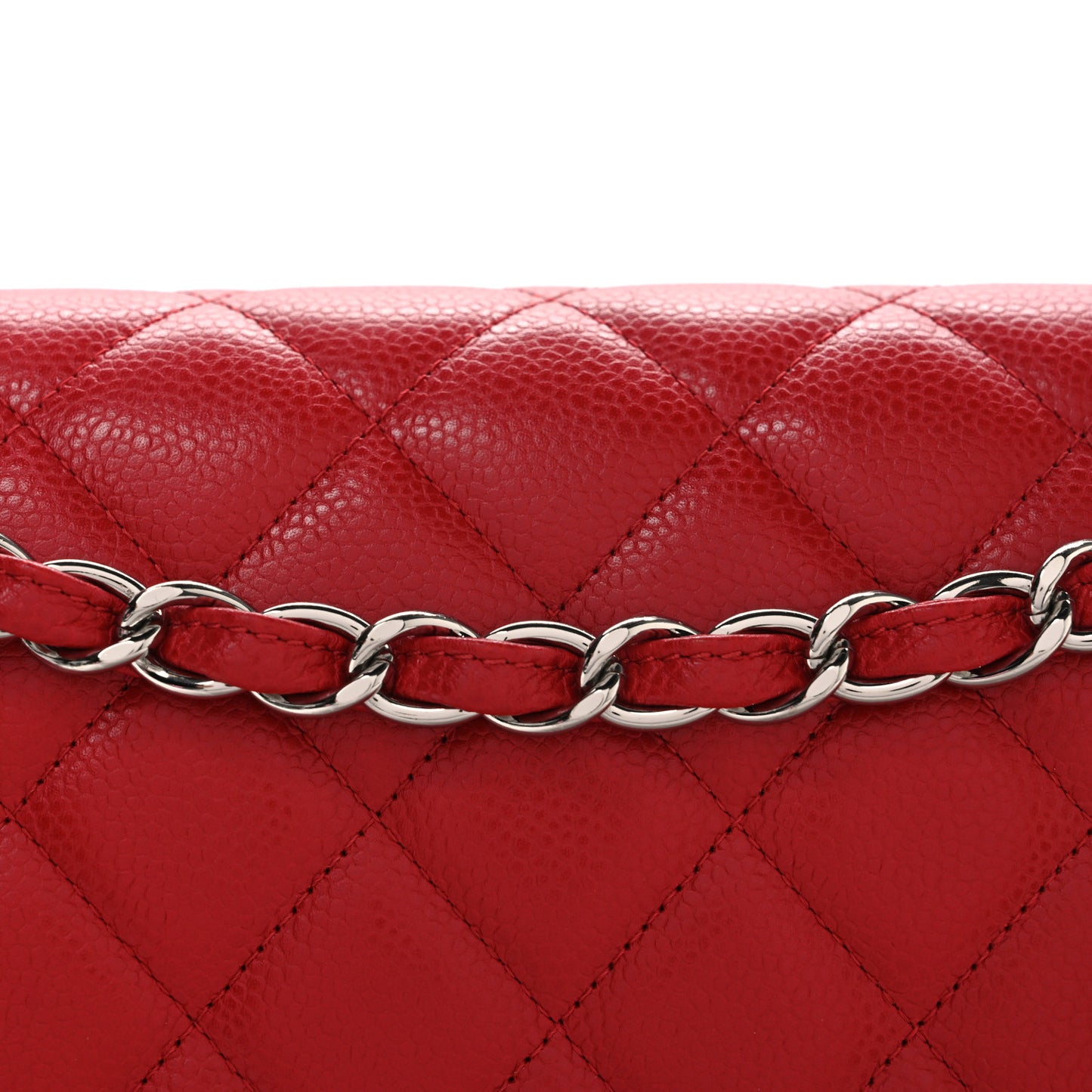 Caviar Quilted Jumbo Double Flap Red