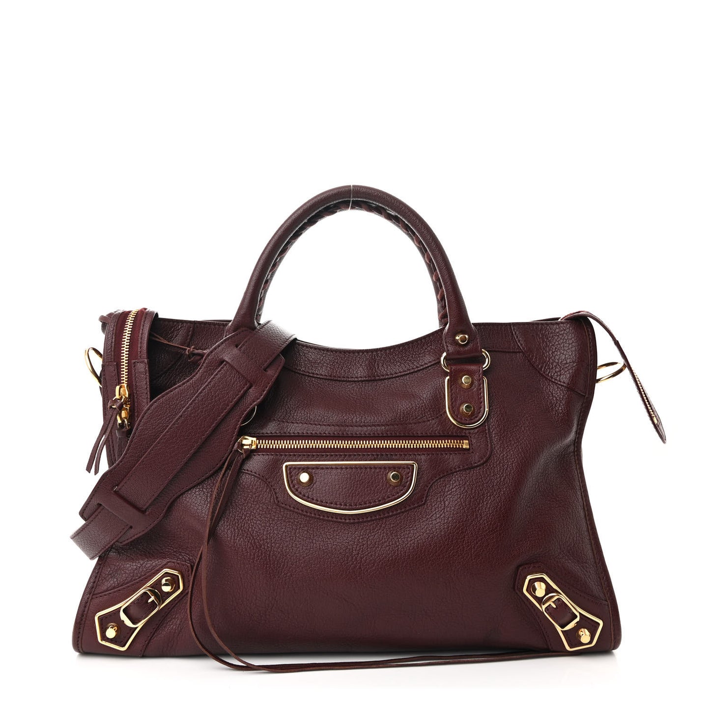 Chevre Gold Metallic Edge Hardware City Rouge Pourpre