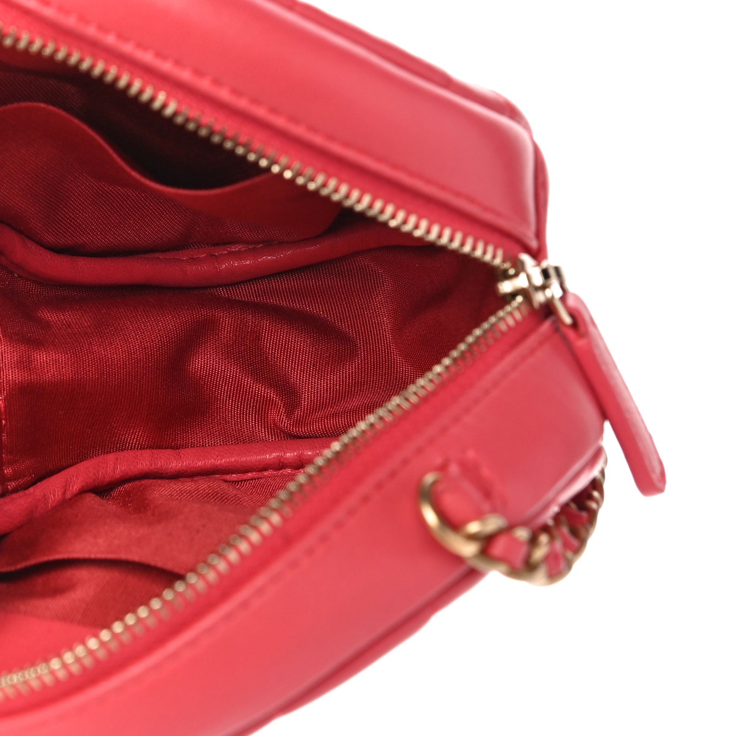 Lambskin Quilted Studded Round Clutch With Chain Dark Pink