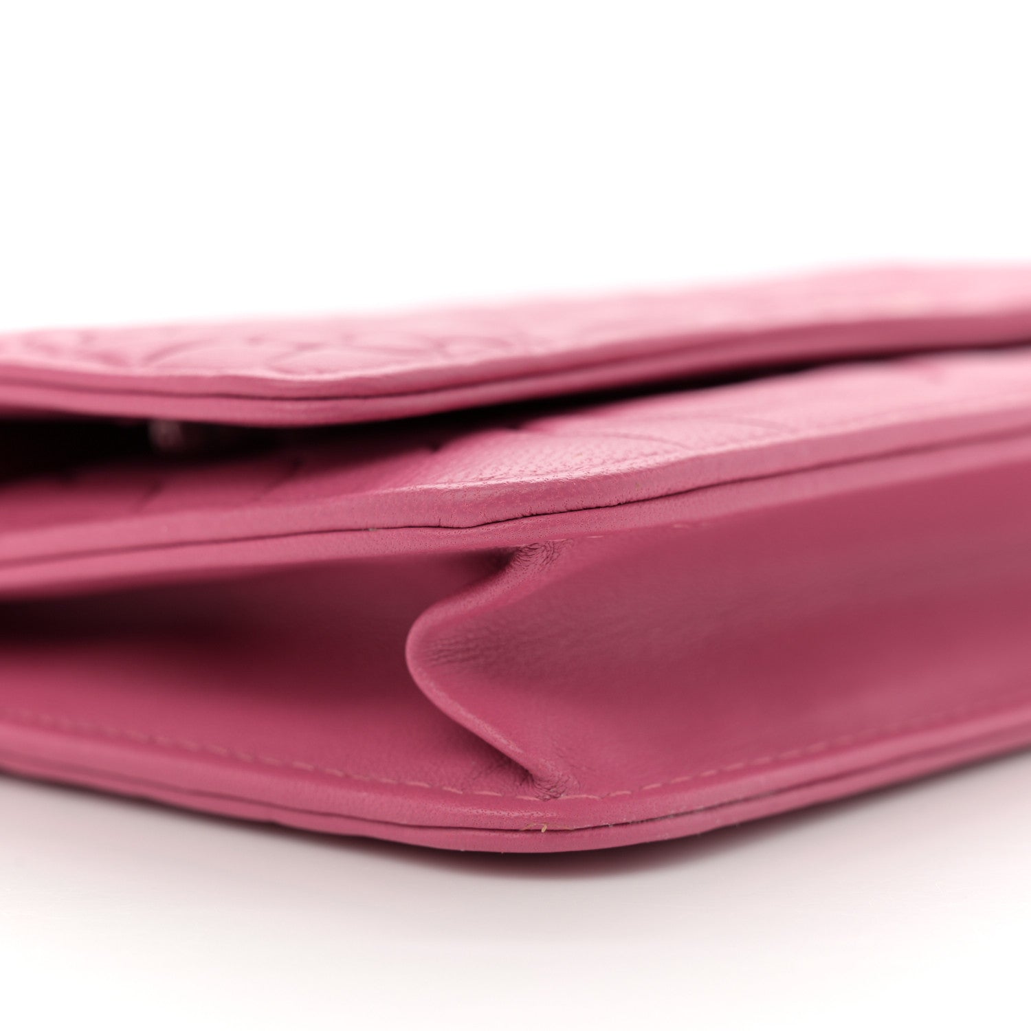Chanel Lambskin Camellia Embossed Wallet on Chain WOC Pink 9 of 10