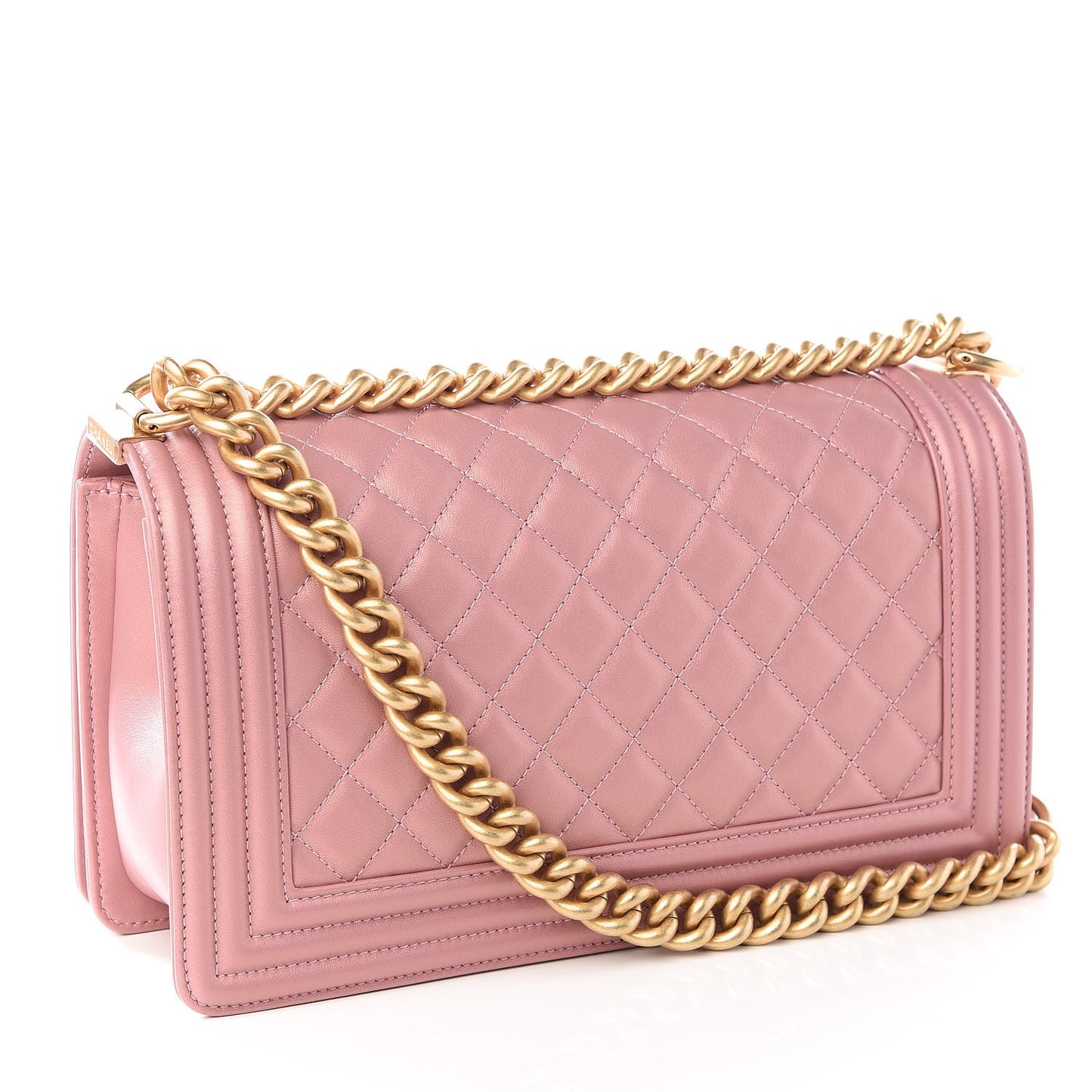 Metallic Calfskin Medium Boy Flap Pink