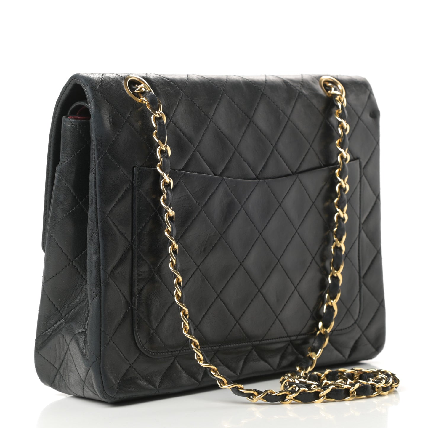 Lambskin Quilted Medium Double Flap Black