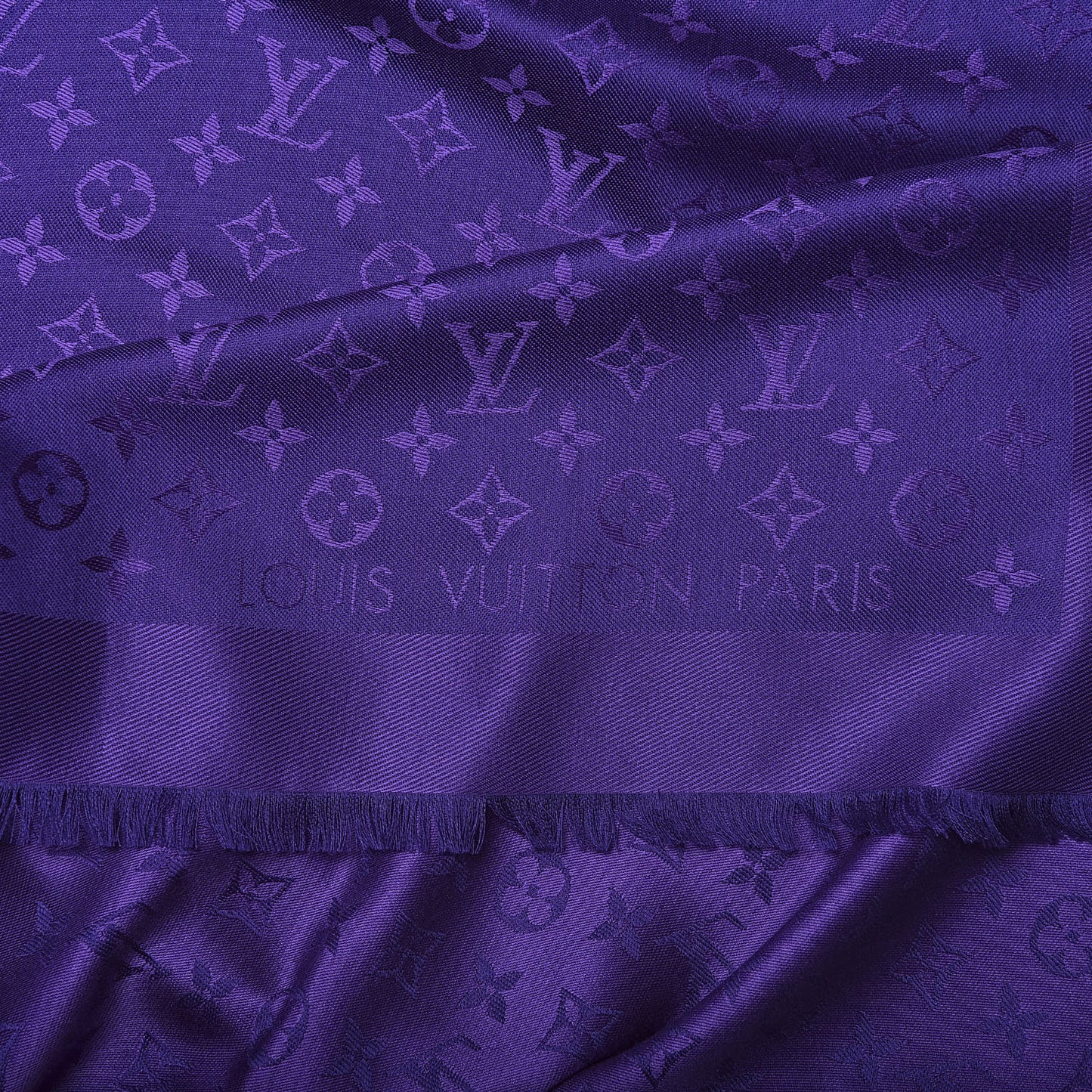 Silk Wool Monogram Shawl Cassis