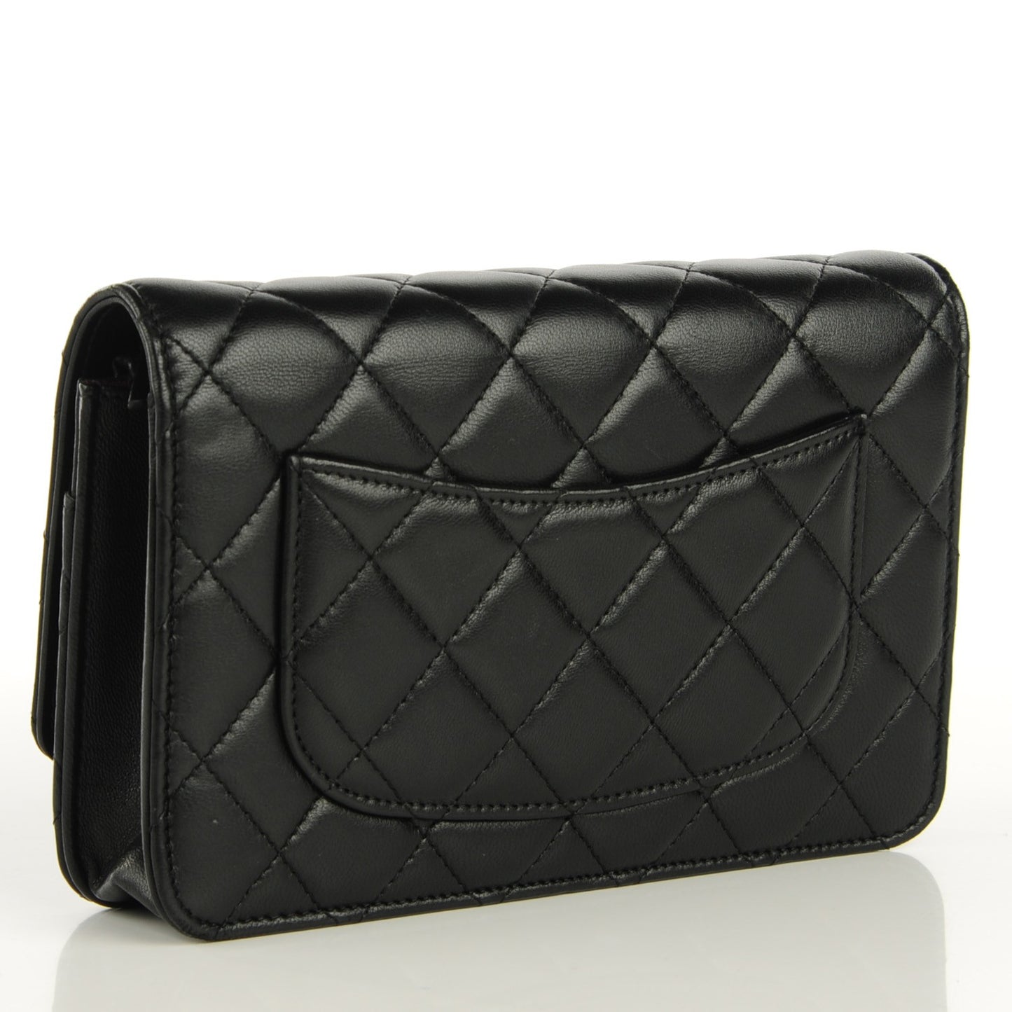 Lambskin Quilted Wallet On Chain WOC Black