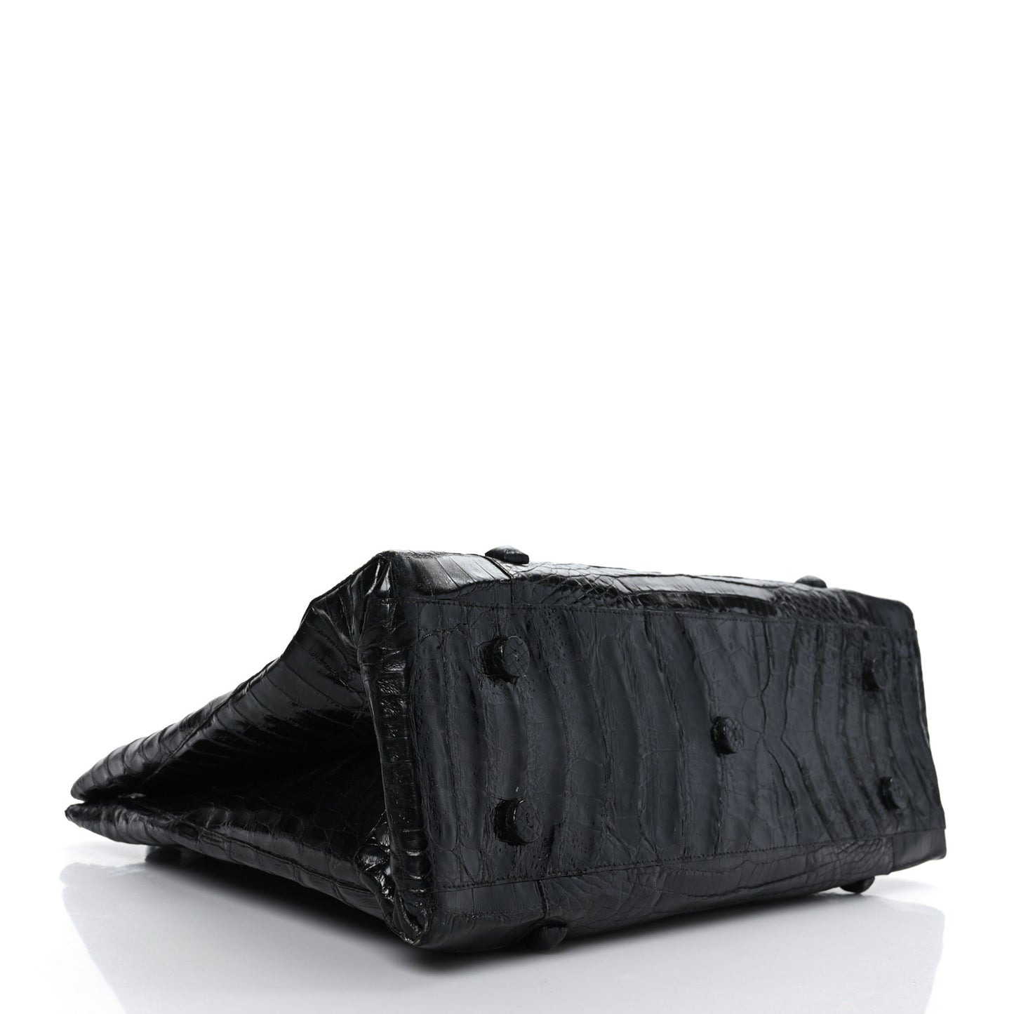 Crocodile Studded Tote Black