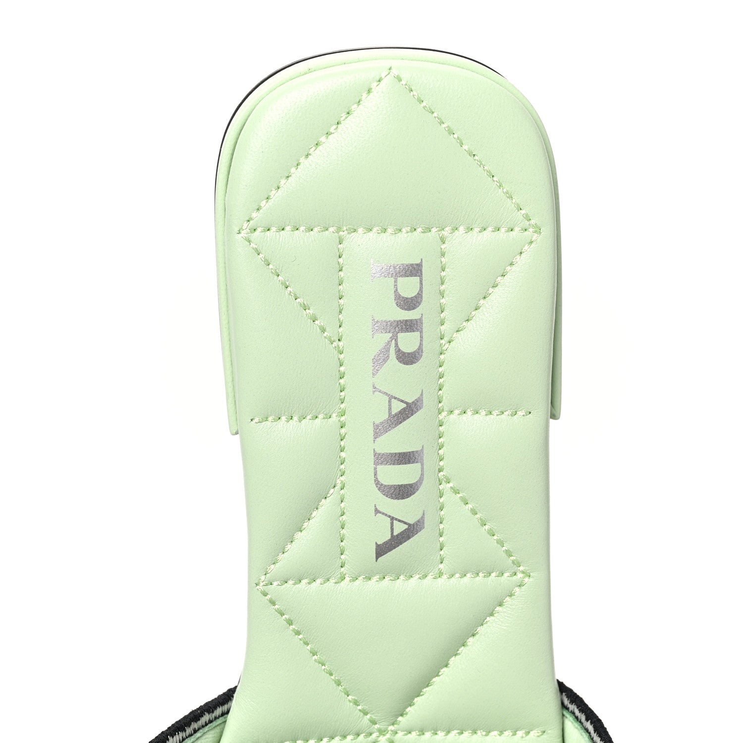 Prada Fabric Logo Embroidered 10mm Slide Sandals 35 Black Acqua 7 of 7