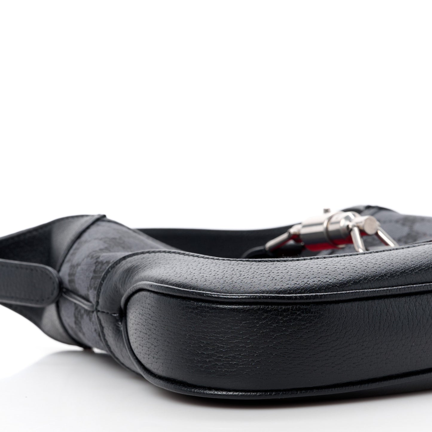 X BALENCIAGA BB Monogram Calfskin Web Small Jackie 1961 Hobo Black