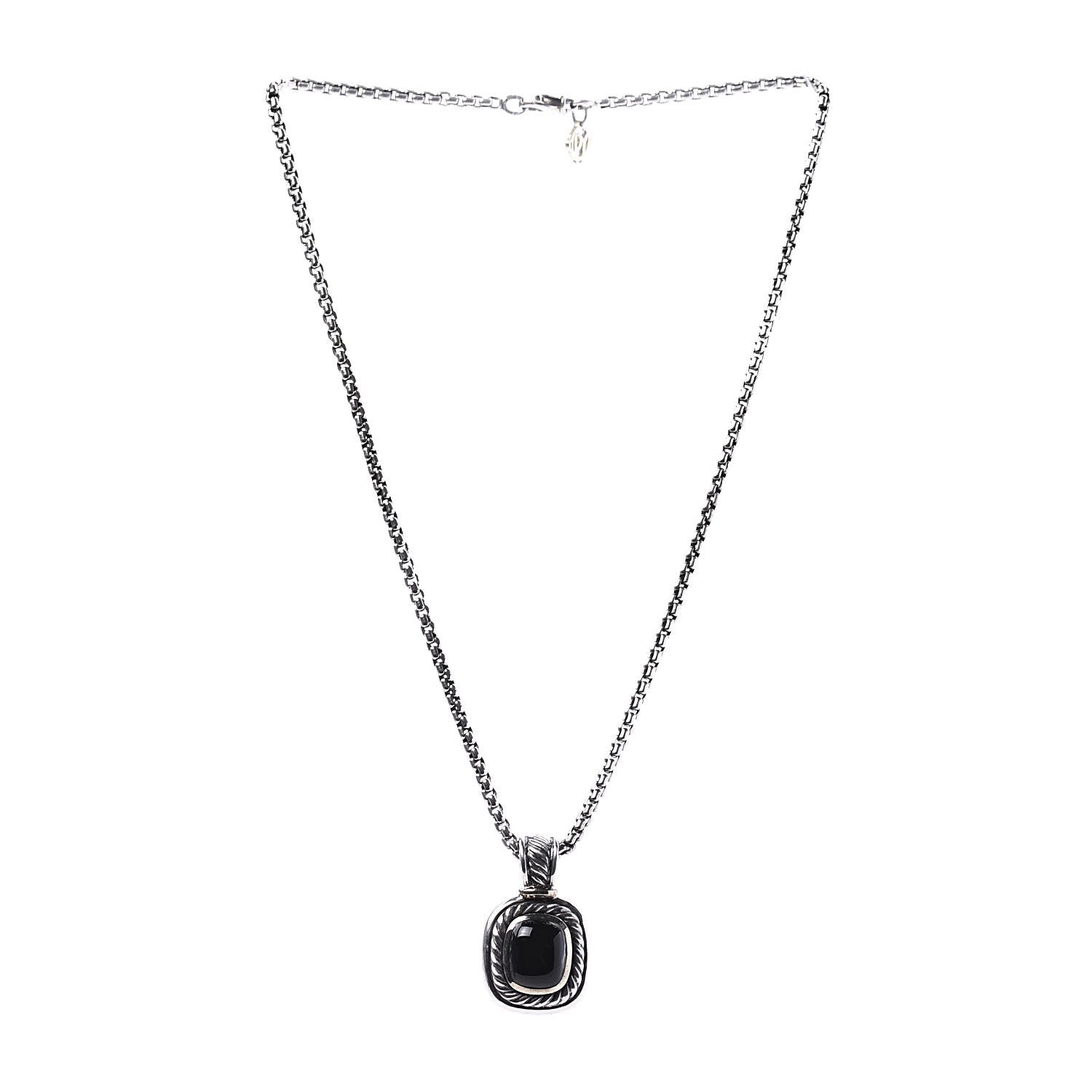 David Yurman Sterling Silver 14K Yellow Gold Black Onyx Albion Pendant Necklace 4 of 7
