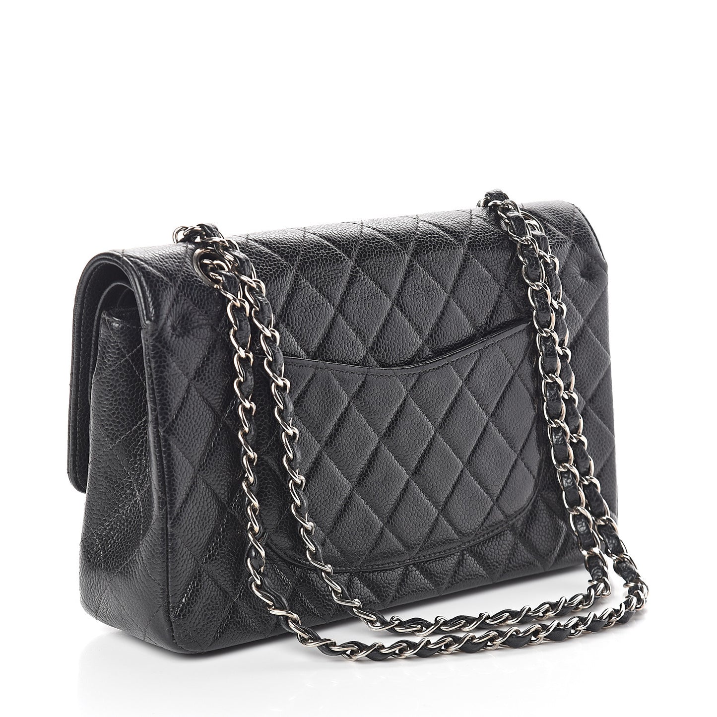 Caviar Quilted Medium Double Flap Black