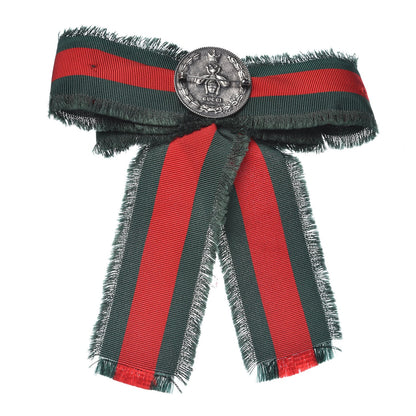 Gucci Grosgrain Web Pearl Crystal Bow Brooch 3 of 5