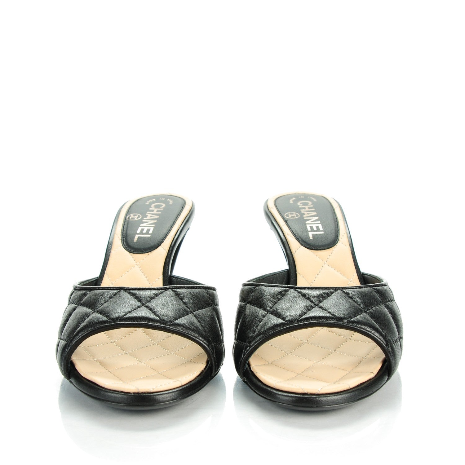 Chanel Lambskin Quilted CC Mules 38.5 Black 2 of 8