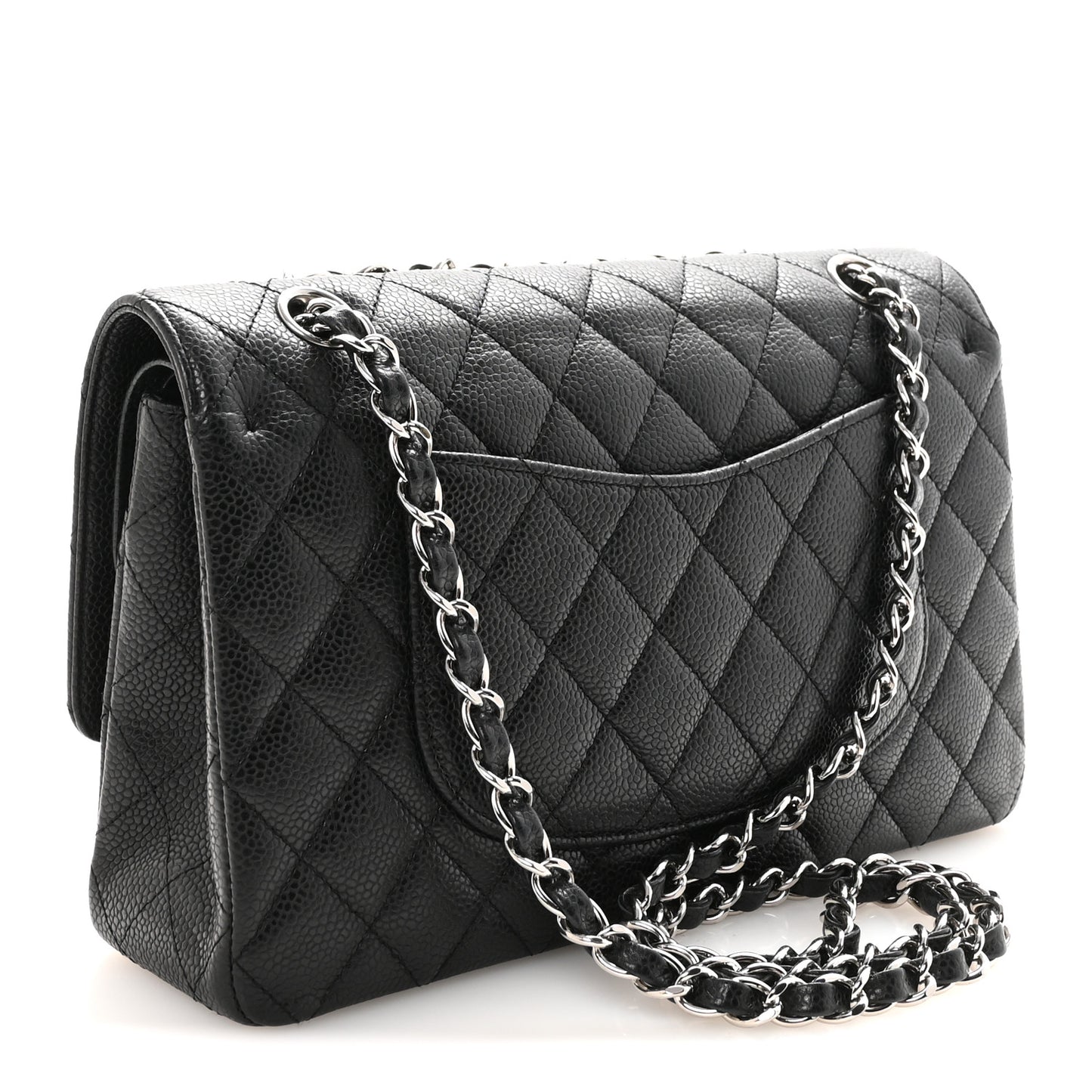 Caviar Quilted Medium Double Flap Black