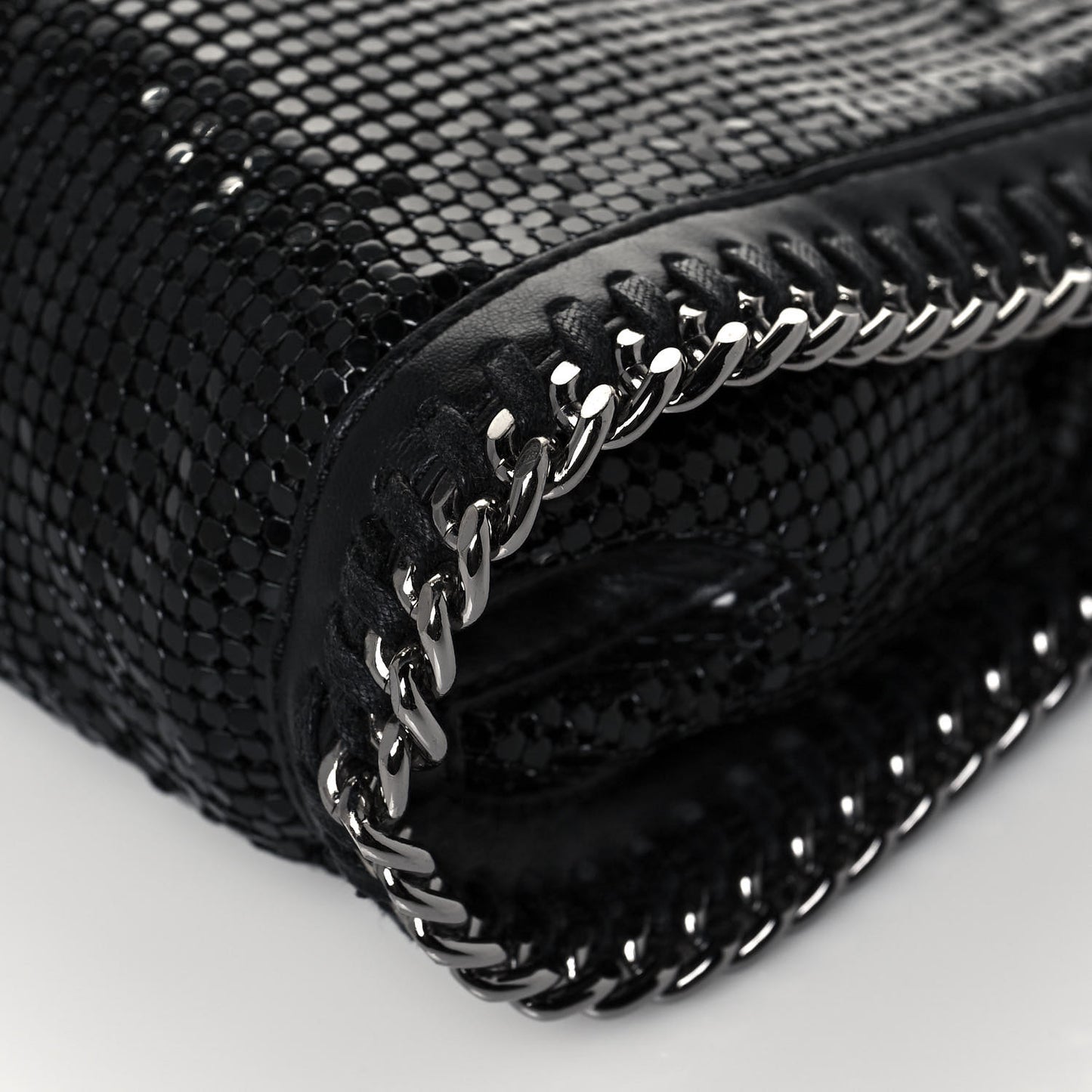 Crystal Stones Tiny Fold Over Falabella Black