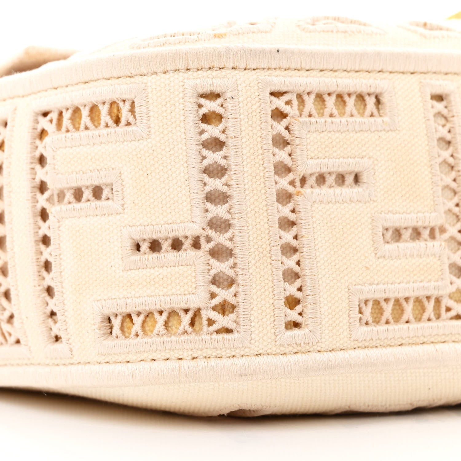 Fendi Canvas Cuoio Agata FF Ajour Embroidered Baguette Grezzo Cuoio 10 of 11