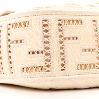 Fendi Canvas Cuoio Agata FF Ajour Embroidered Baguette Grezzo Cuoio 10 of 11
