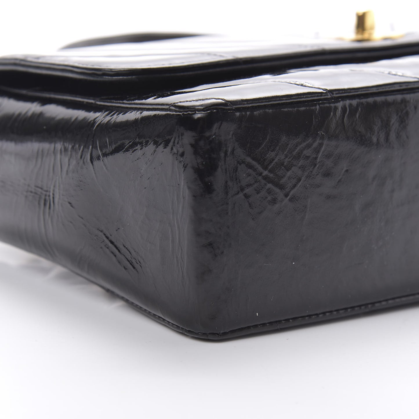 Patent Chevron Top Handle Flap Black