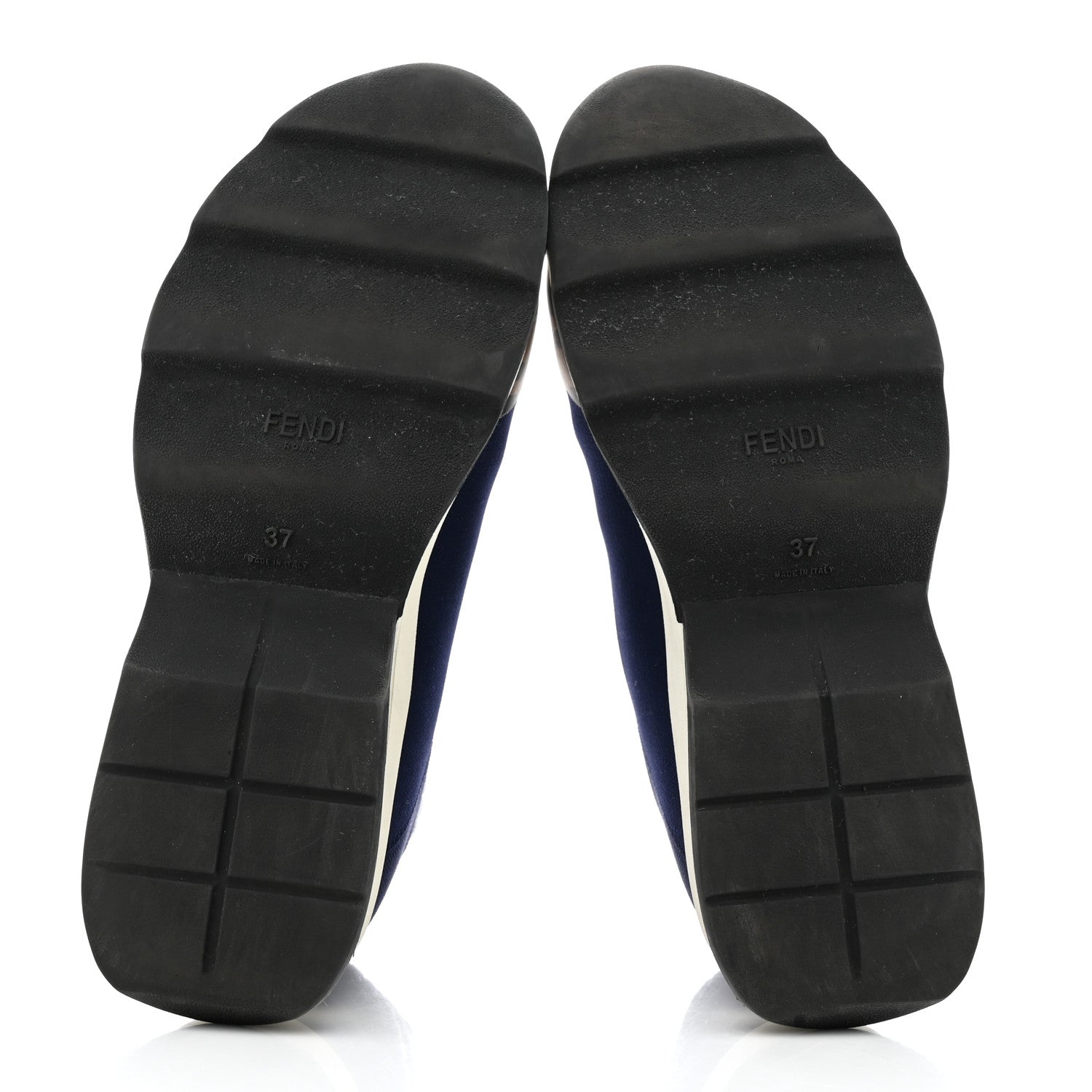 Fendi Stretch Knit Jacquard FF Sock Trainers 37 Navy Blue 5 of 7