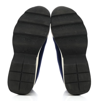 Fendi Stretch Knit Jacquard FF Sock Trainers 37 Navy Blue 5 of 7